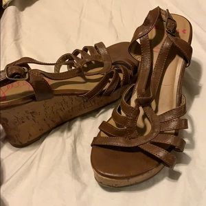 Women’s brown leather wedges - 8